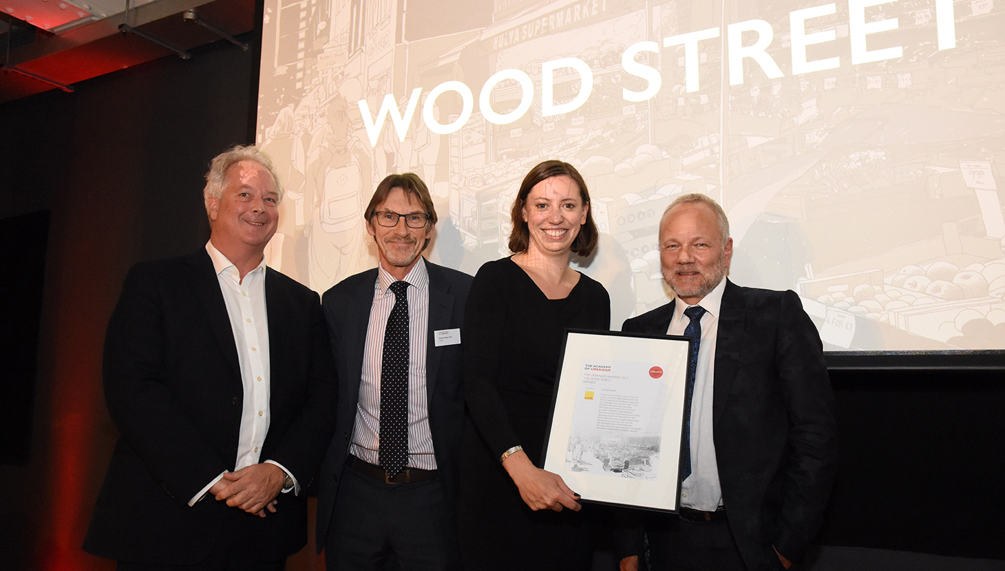 Cllr Clare Coghill of Waltham Forest accepts Wood Street's Great Street Award